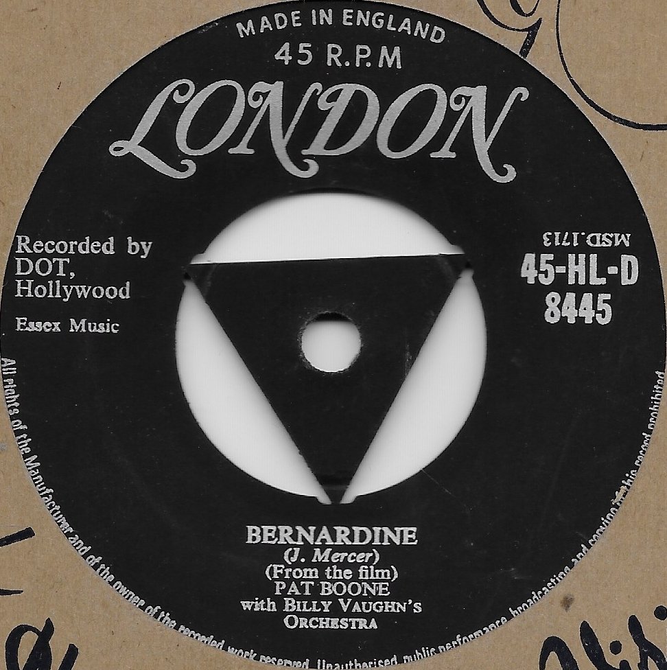 45-HL-D 8445 Bernadine Pat Boone with Billy Vaughn's orchestra from ITV, Channel 4 and Channel 5 library Label